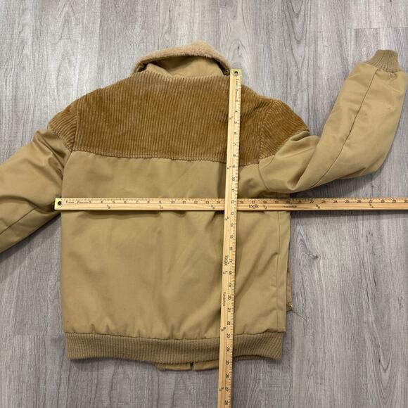 Vintage Sovereign Sportswear Jacket Men's Small Tan Fur Lined Bomber Army Flight - Picture 7 of 7